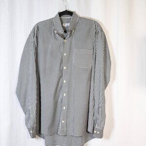 Peter Millar Size XL black/white windowpane check long sleeve button down shirt